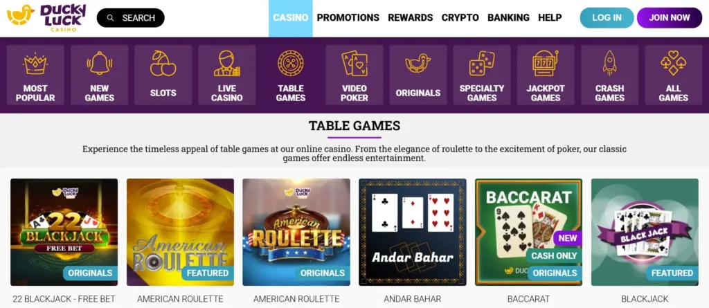 Table Games – Blackjack, Roulette, Baccarat